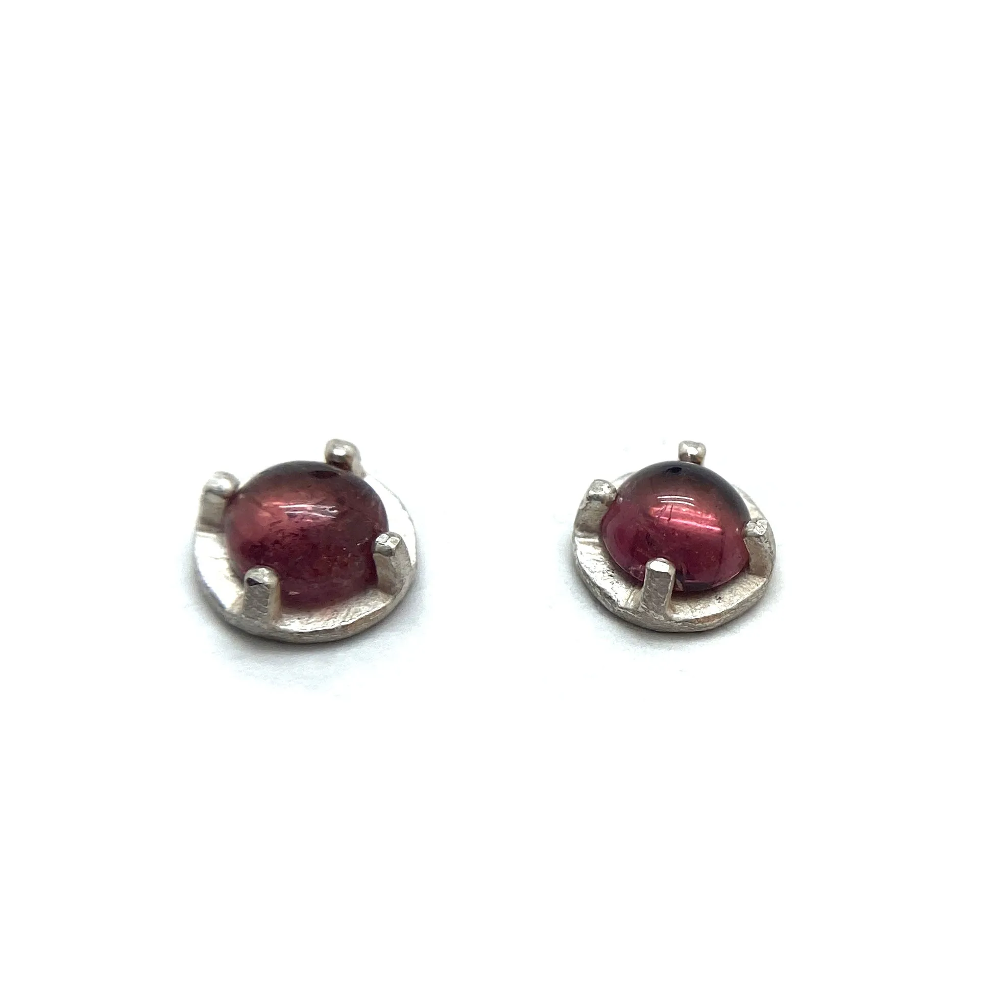 Carved Studs - Pink Tourmaline