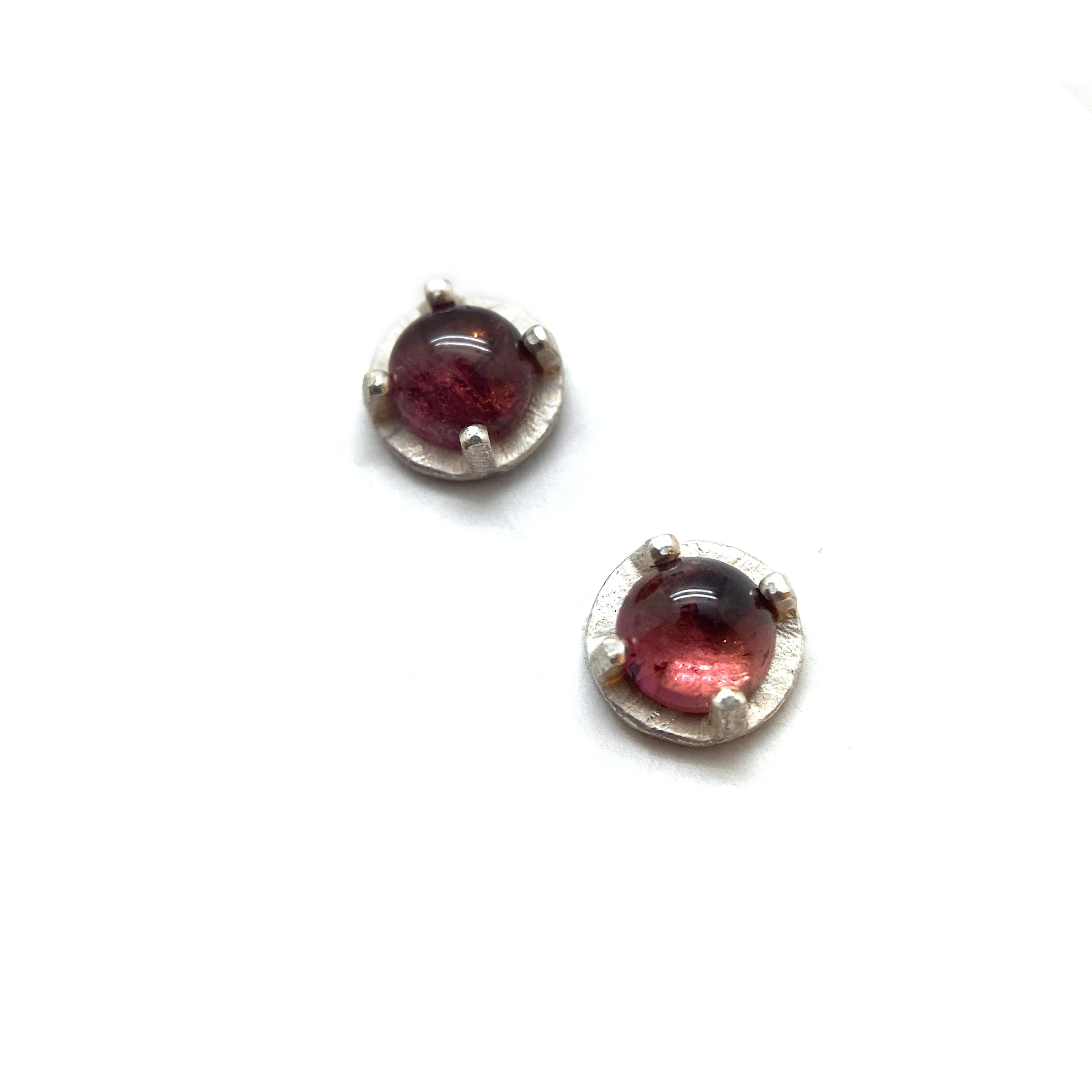 Carved Studs - Pink Tourmaline