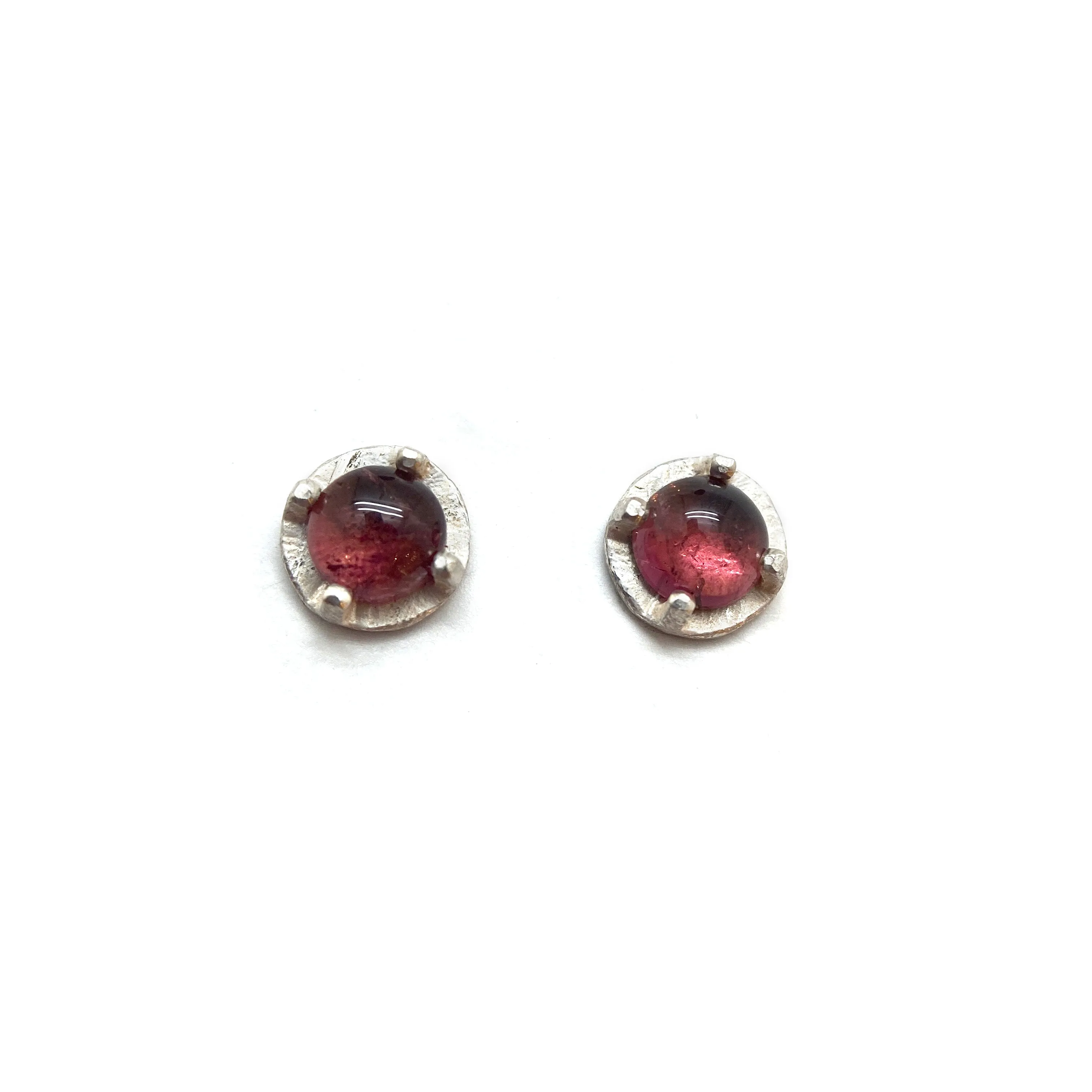 Carved Studs - Pink Tourmaline