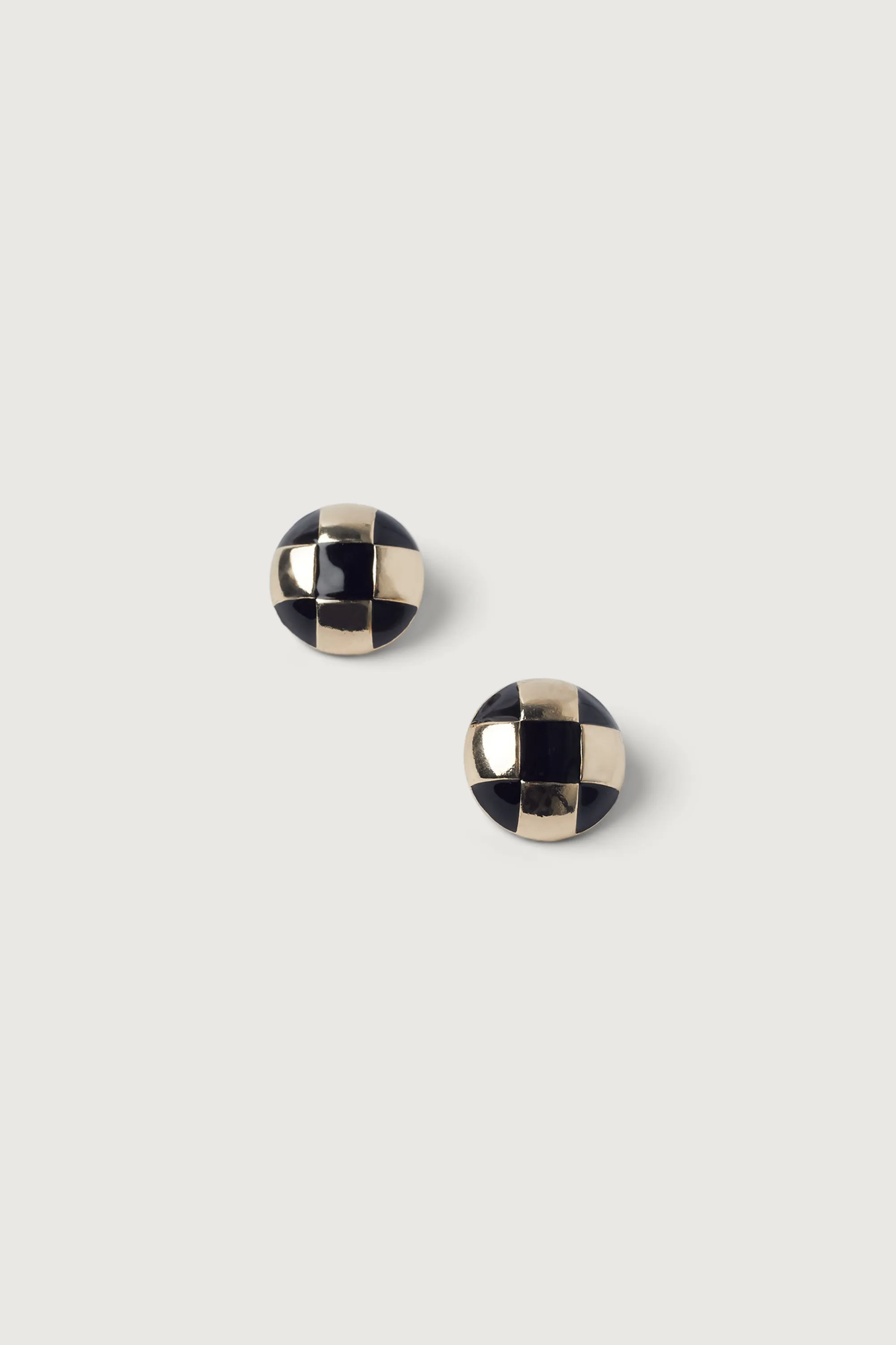 CHECKERED BUTTON EARRING