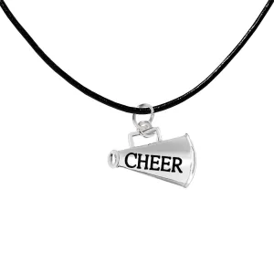 Cheerleading Megaphone Black Leather Cord Necklaces