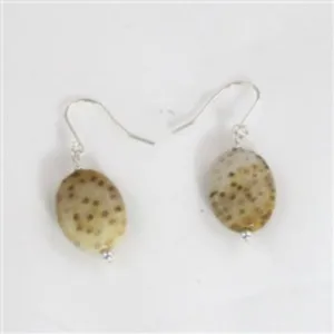 Classic Petrified Palmwood Gemstone Drop Earrings