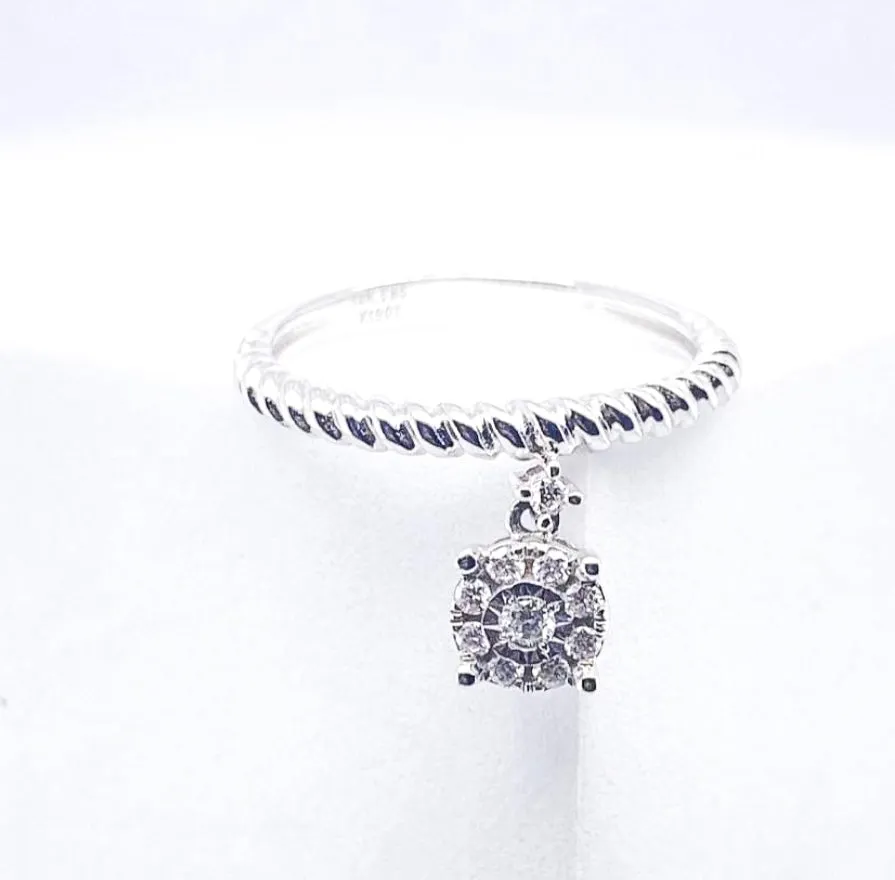 Classic Round Dangle Promise Diamond Ring 14kt