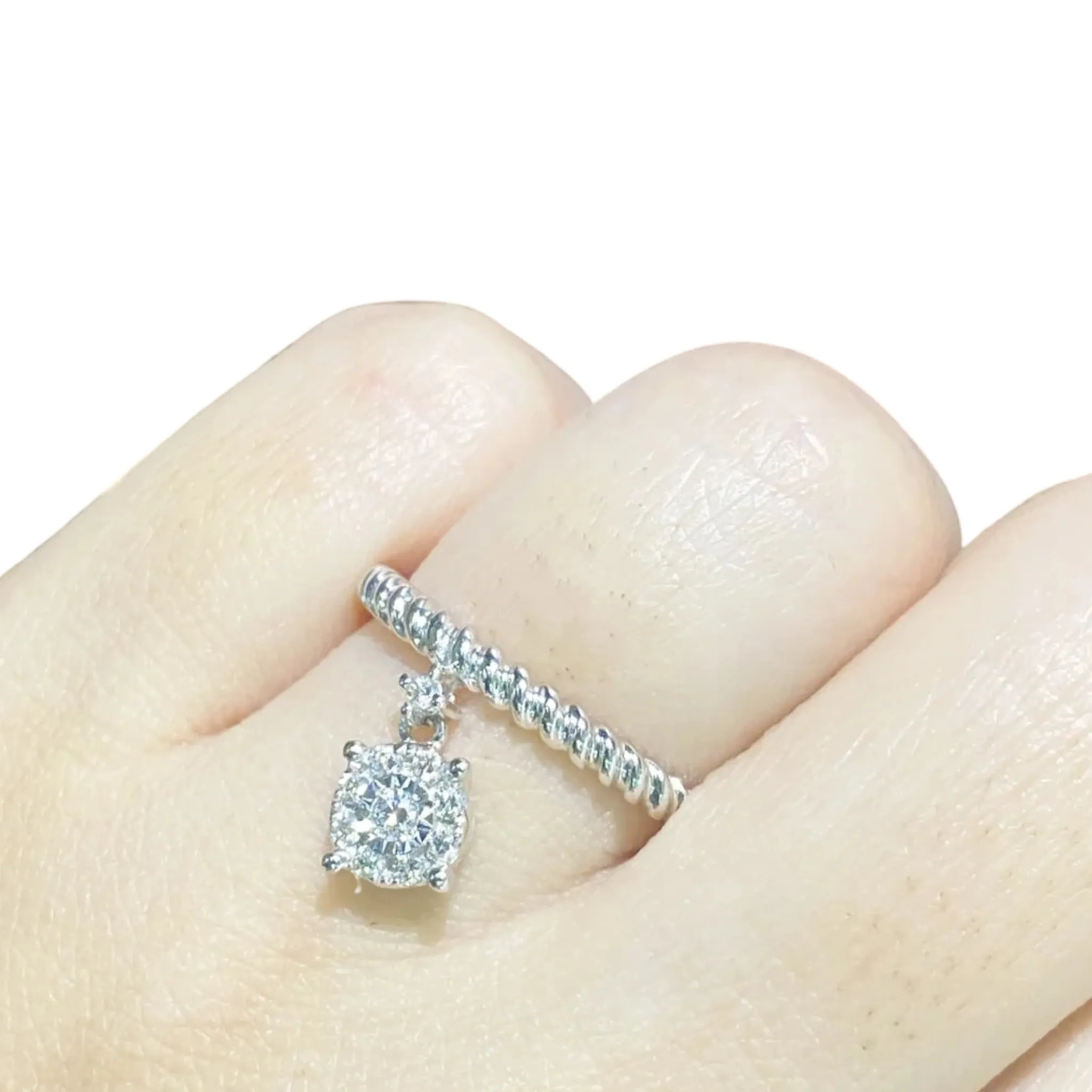 Classic Round Dangle Promise Diamond Ring 14kt