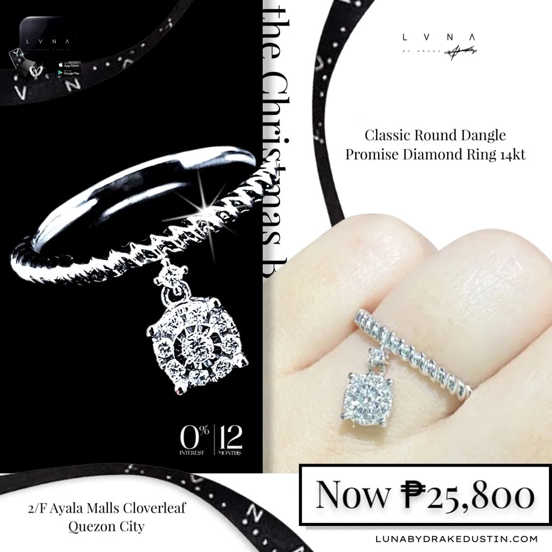 Classic Round Dangle Promise Diamond Ring 14kt