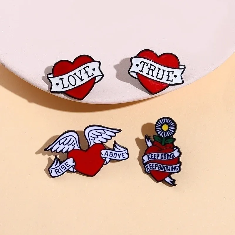 Classic Style Pin Letter Heart Shape Alloy Enamel Stoving Varnish Unisex Brooches