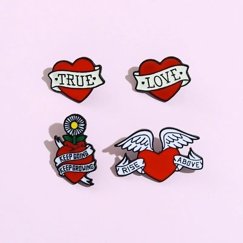 Classic Style Pin Letter Heart Shape Alloy Enamel Stoving Varnish Unisex Brooches