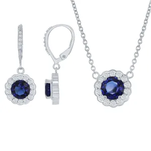 Classic Women's Necklace and Earrings Set - September Birthstone with CZ | HS-5223