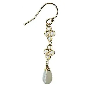 Clovers Earrings 4716 with Australian Opal and Grey Moonstone by Michelle Pressler Jewelry