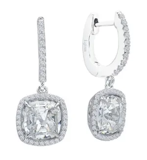 Cushion Rose Cut Halo Leverback Earrings E0299CLP