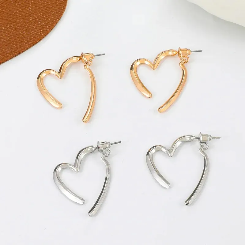 Cute Girl Minimalist Punk Fashion Ins Korean Temperament Luxury Heart-shaped Earring