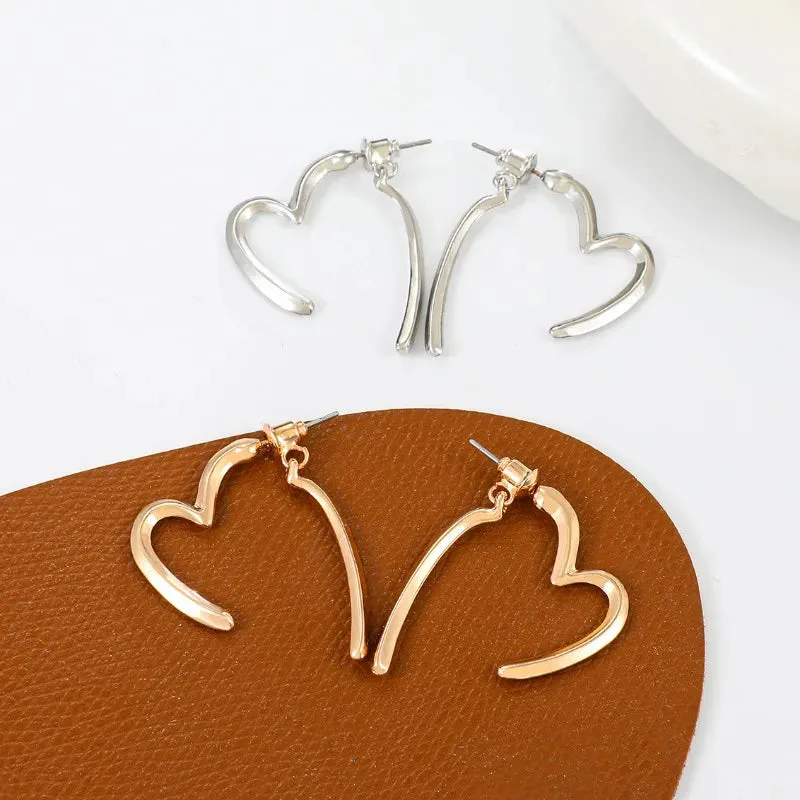 Cute Girl Minimalist Punk Fashion Ins Korean Temperament Luxury Heart-shaped Earring