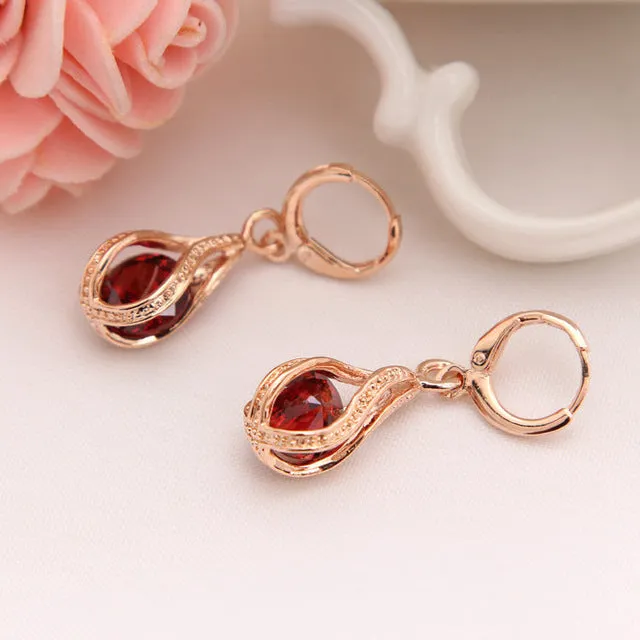 CZ Stone Pierced Dangle Earrings Women