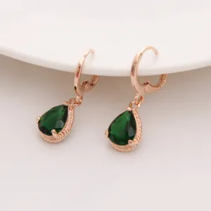 CZ Stone Pierced Dangle Earrings Women