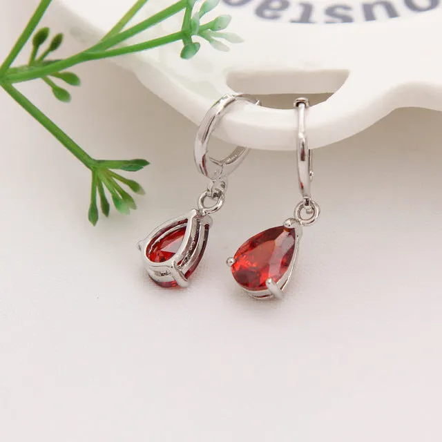 CZ Stone Pierced Dangle Earrings Women