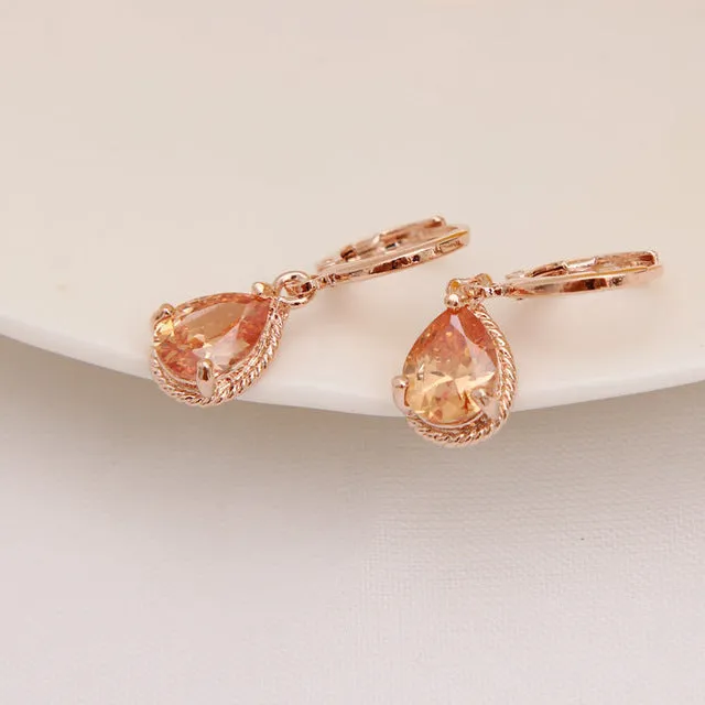 CZ Stone Pierced Dangle Earrings Women