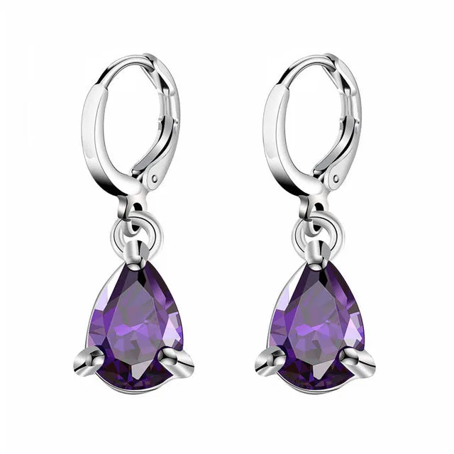 CZ Stone Pierced Dangle Earrings Women