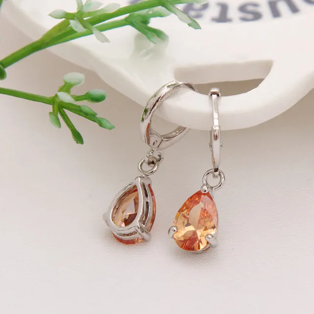 CZ Stone Pierced Dangle Earrings Women