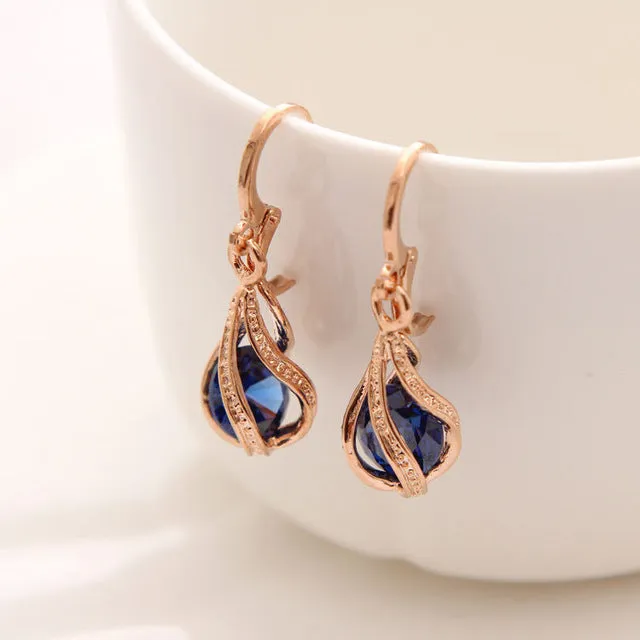 CZ Stone Pierced Dangle Earrings Women