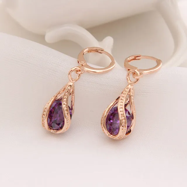 CZ Stone Pierced Dangle Earrings Women