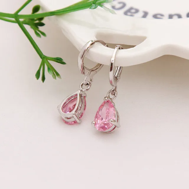 CZ Stone Pierced Dangle Earrings Women