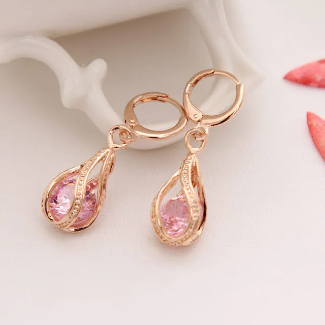 CZ Stone Pierced Dangle Earrings Women