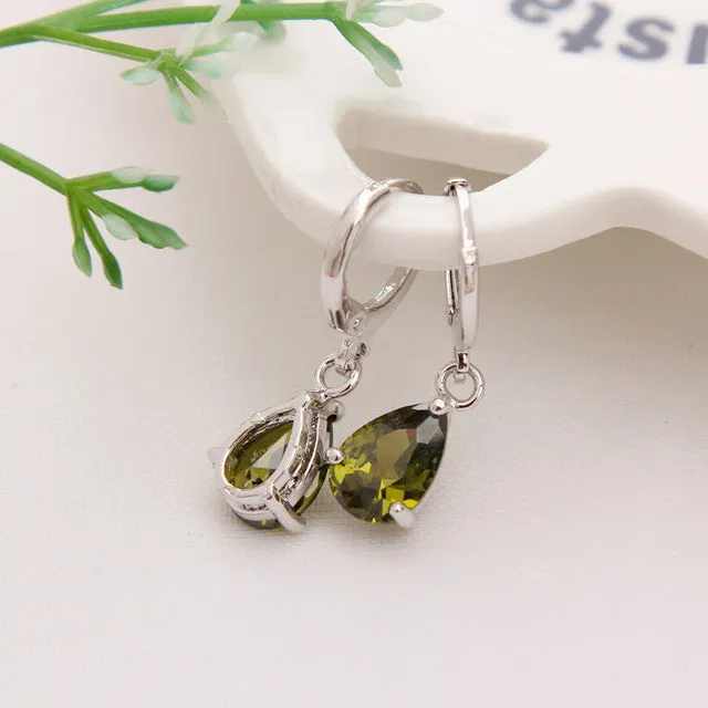 CZ Stone Pierced Dangle Earrings Women