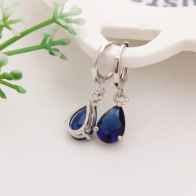 CZ Stone Pierced Dangle Earrings Women