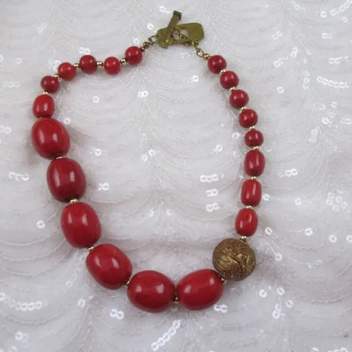 Daring Kazuri Red Necklace Statement Necklace Big Bold