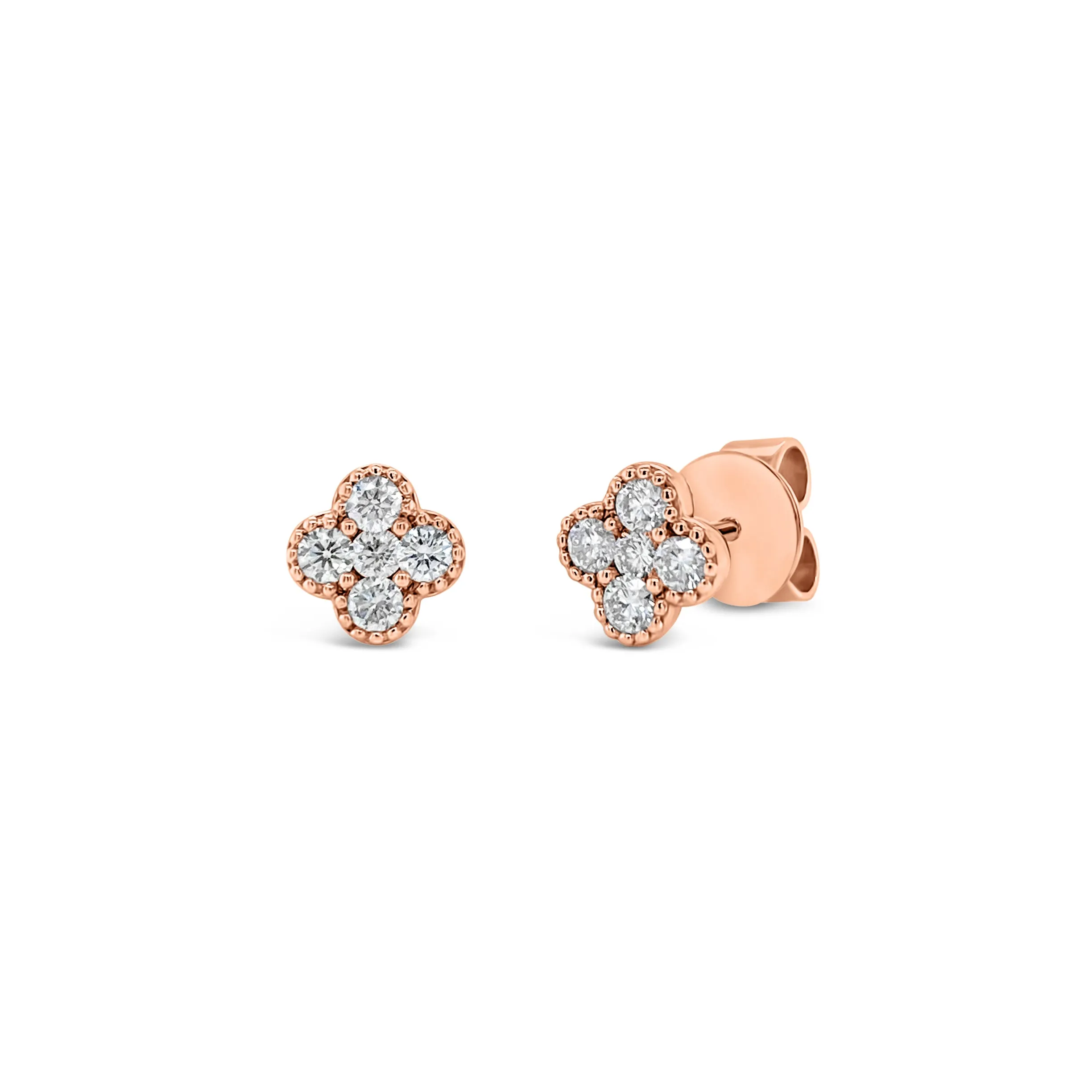 Diamond Four-Flower Stud Earrings