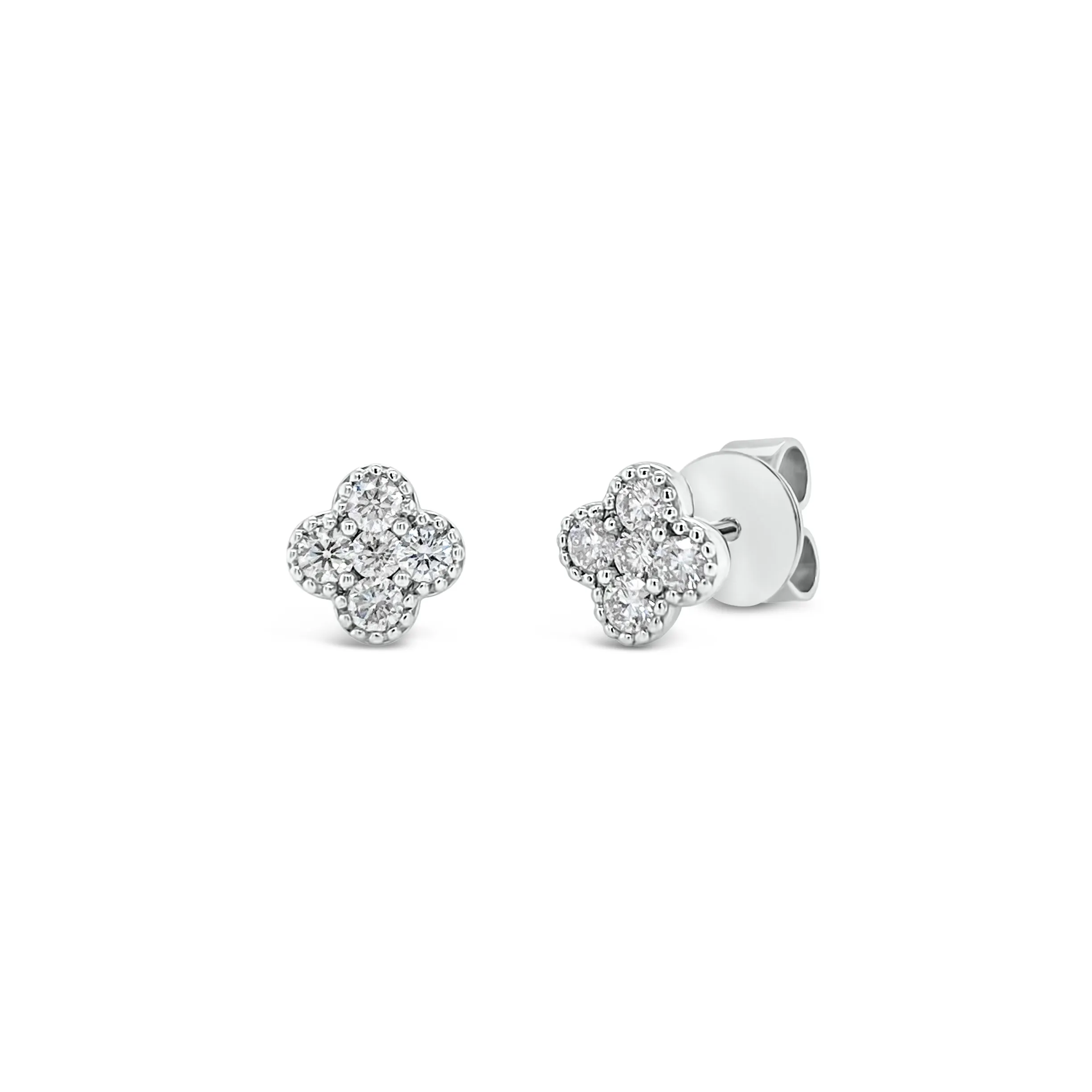 Diamond Four-Flower Stud Earrings