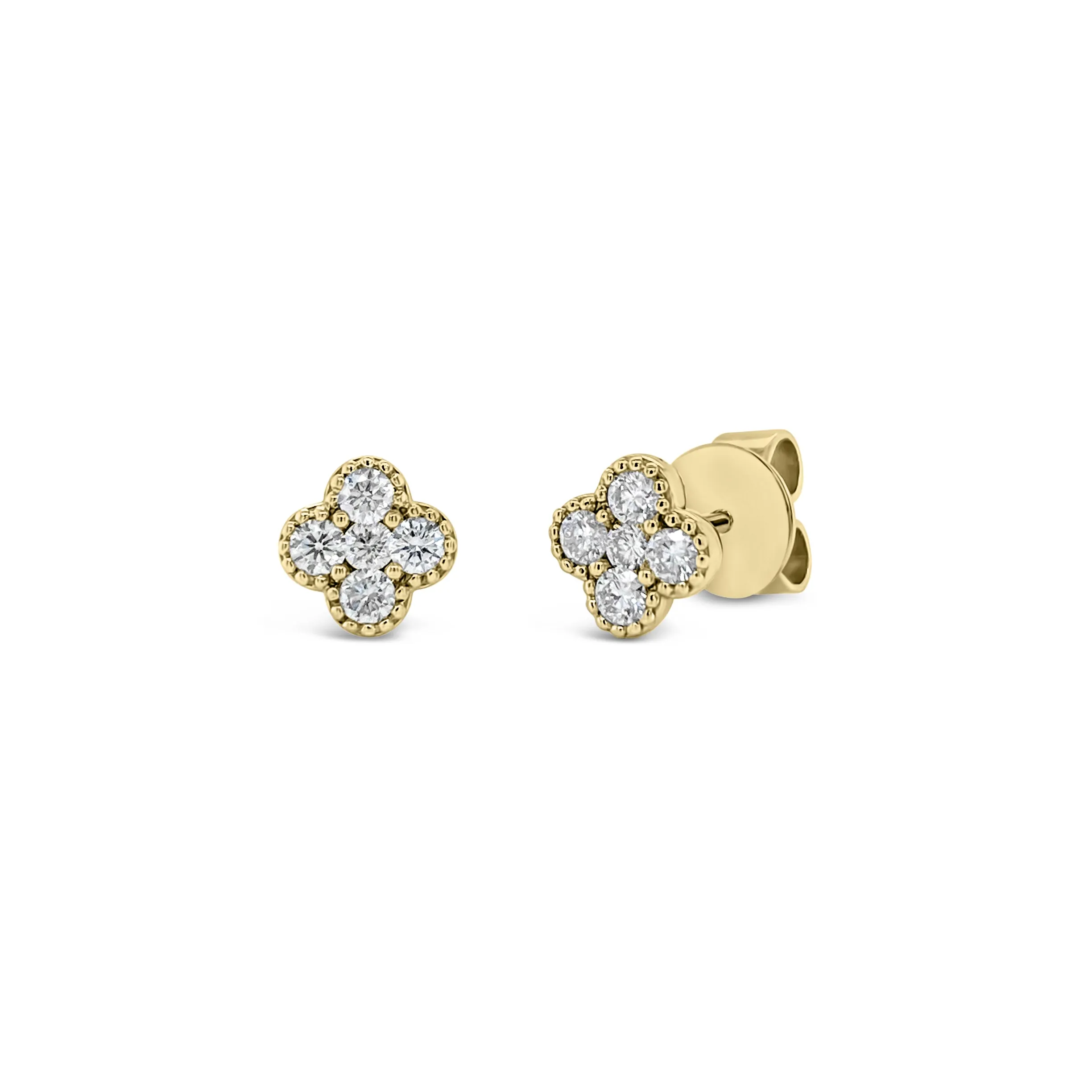 Diamond Four-Flower Stud Earrings