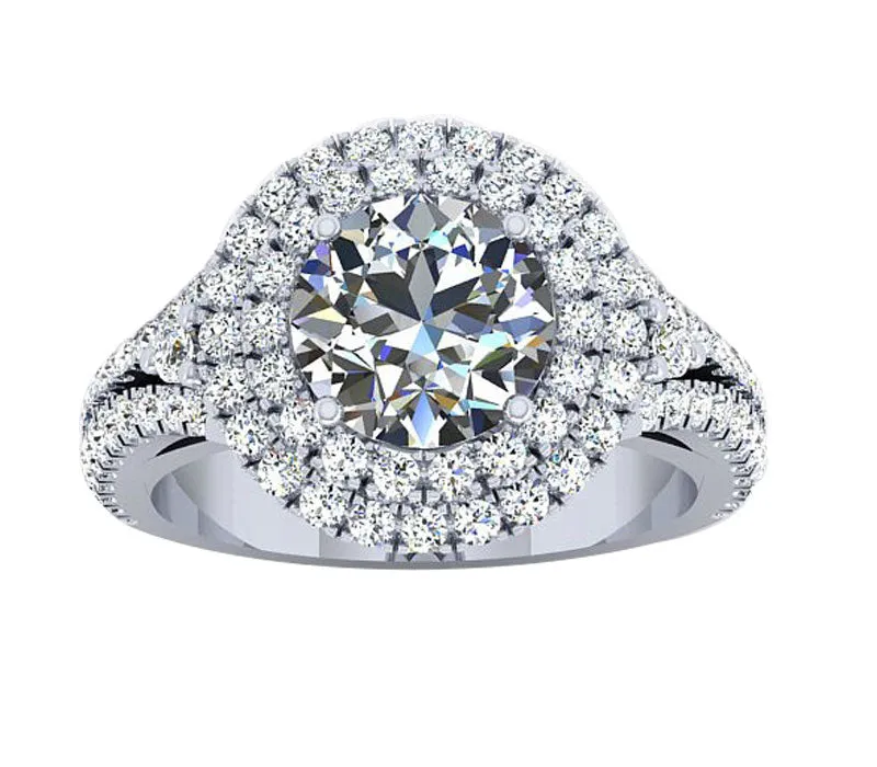 DOUBLE HALO DIAMOND ENGAGEMENT RING