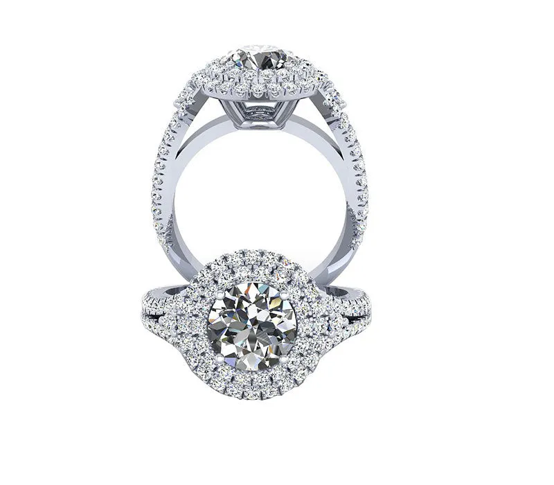 DOUBLE HALO DIAMOND ENGAGEMENT RING