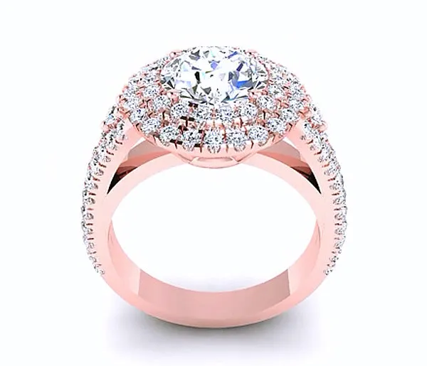 DOUBLE HALO DIAMOND ENGAGEMENT RING