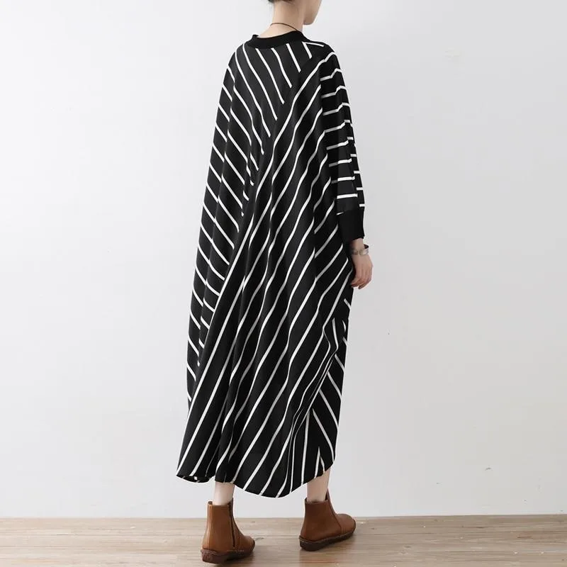 Electro Batwing Sleeve Striped Dress