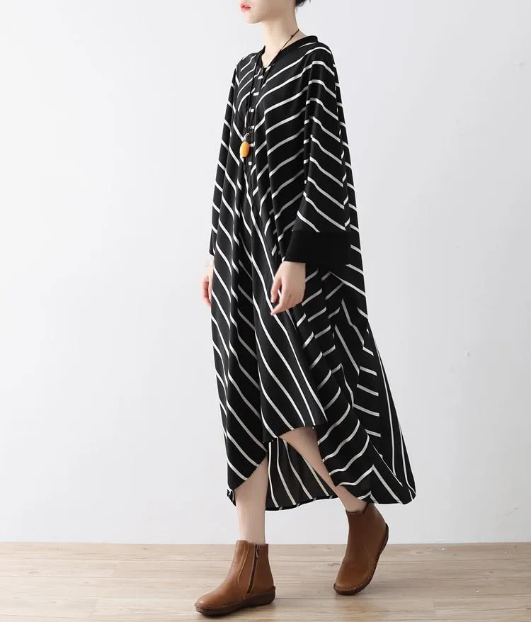 Electro Batwing Sleeve Striped Dress