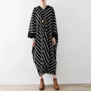 Electro Batwing Sleeve Striped Dress