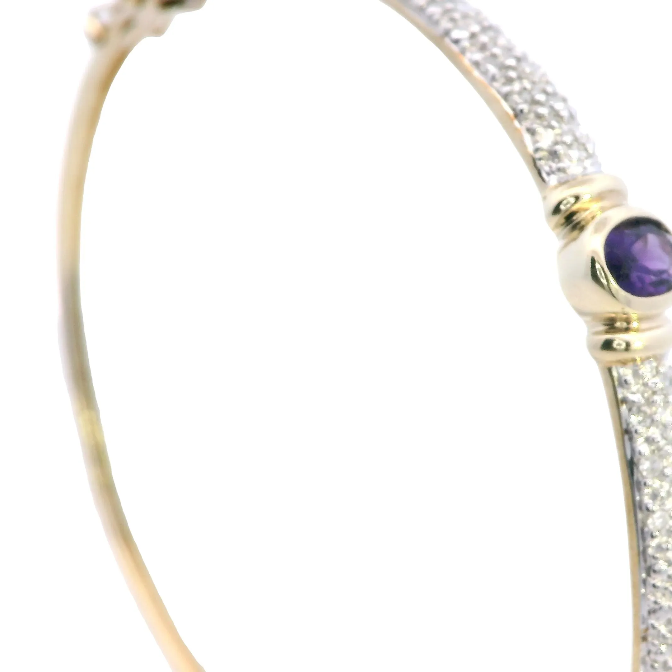 Elegant 9ct Yellow Gold Amethyst & Diamond Bangle - Sophisticated Sparkle