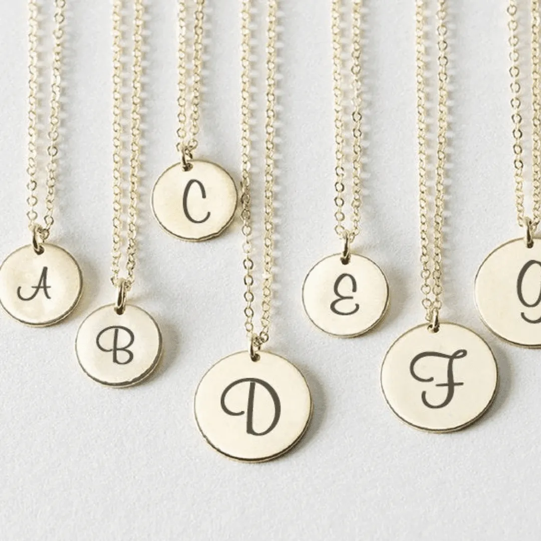 ELEGANT INITIAL LETTER COIN NECKLACE