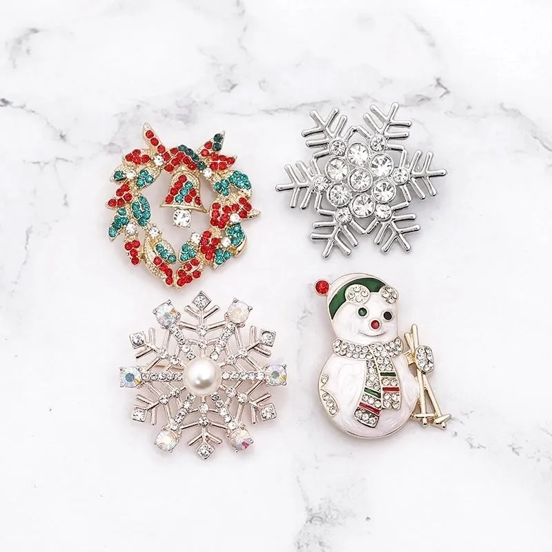 European And American Classic Christmas Series Christmas Brooch Women's Christmas Snowflake Garland Ski Snowman Brooch