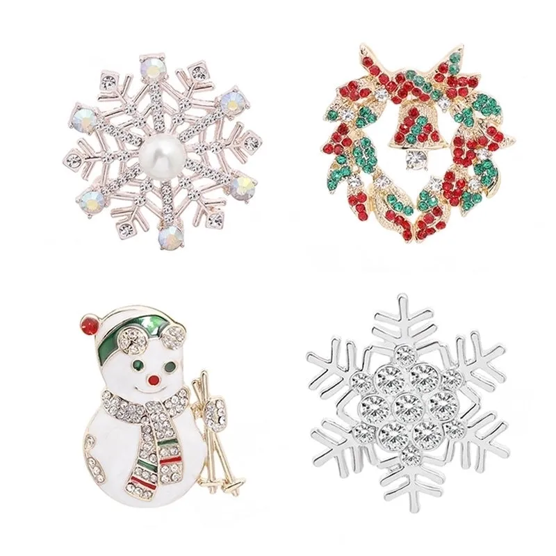 European And American Classic Christmas Series Christmas Brooch Women's Christmas Snowflake Garland Ski Snowman Brooch