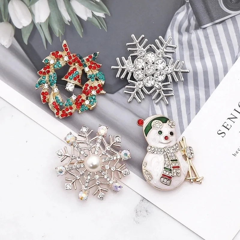 European And American Classic Christmas Series Christmas Brooch Women's Christmas Snowflake Garland Ski Snowman Brooch