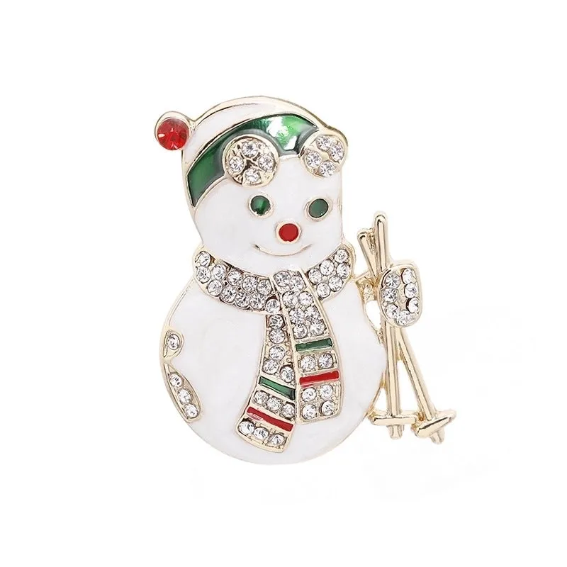 European And American Classic Christmas Series Christmas Brooch Women's Christmas Snowflake Garland Ski Snowman Brooch