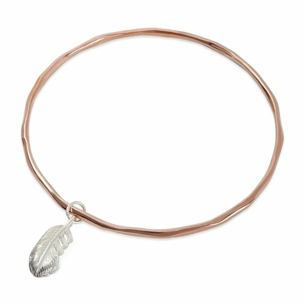 Feather Bangle | Rose Gold - Silver