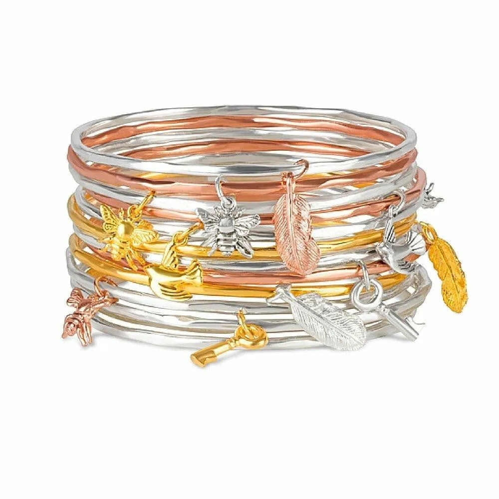 Feather Bangle | Rose Gold - Silver