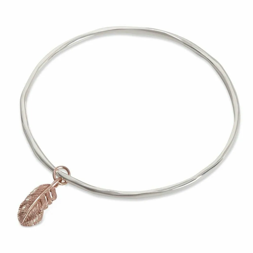 Feather Bangle | Silver - Rose Gold