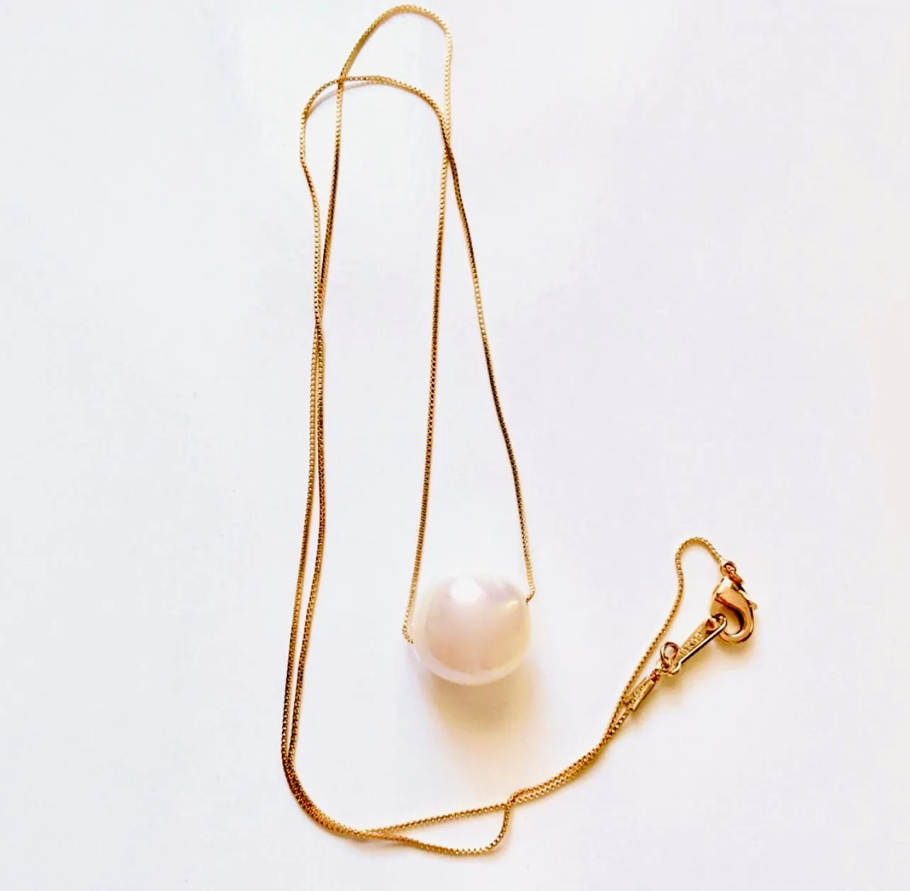 Floating Freshwater White Pearl 18k Gold-filled Chain Necklace 20"