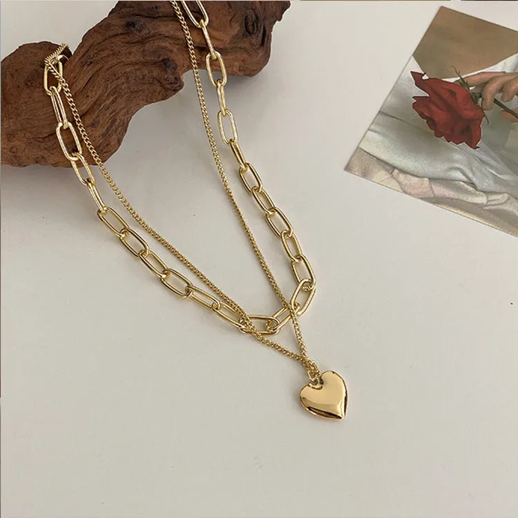 Frosty Wind Hip Hop Love Heart Pendant Necklace