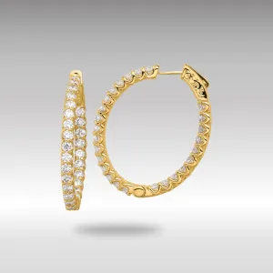 Gold 3.1ct 52-2.5mm In/Out Oval Hoop with Safety Clasp Diamond Earrings - Model XE3266AA